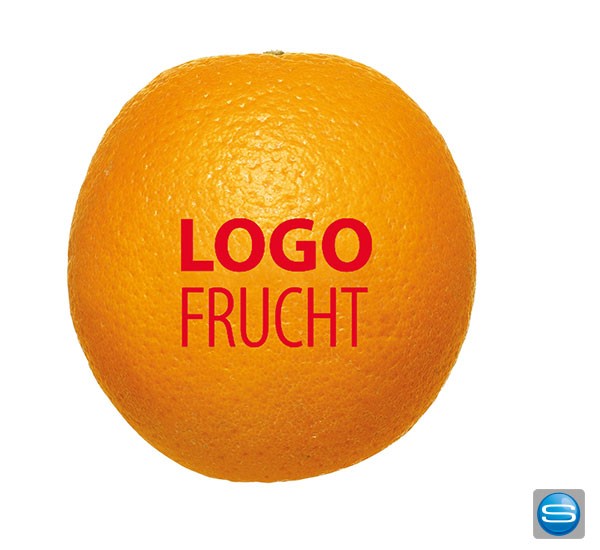 Frische Orangen mit persönlichem Logodruck