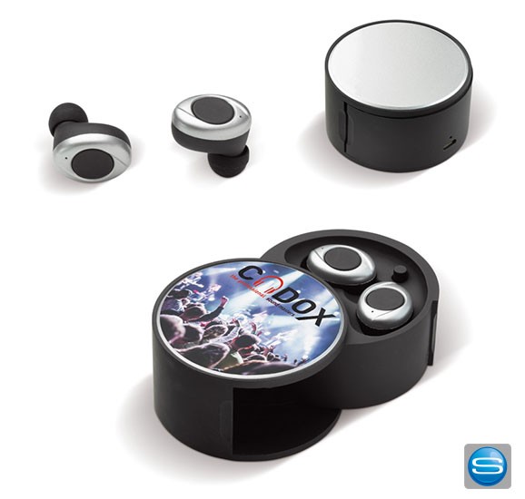 Kabellose In-Ear Ohrstöpsel mit Logo bedrucken