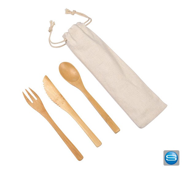 Besteckset aus Bambus als Werbegeschenk