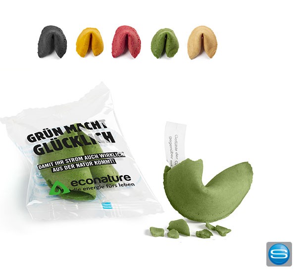 Farbige Glückskekse mit individueller Bedruckung