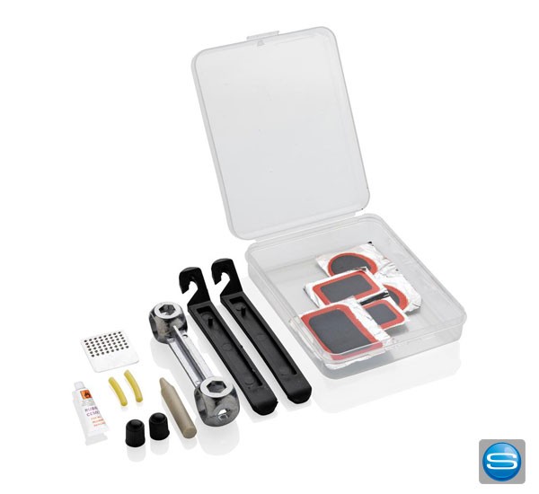 Kompaktes Fahrradreparaturset mit Ihrem Logo bedrucken