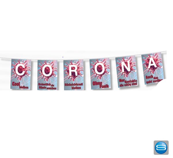 Fahnenkette "Corona" als Werbeträger mit Logodruck
