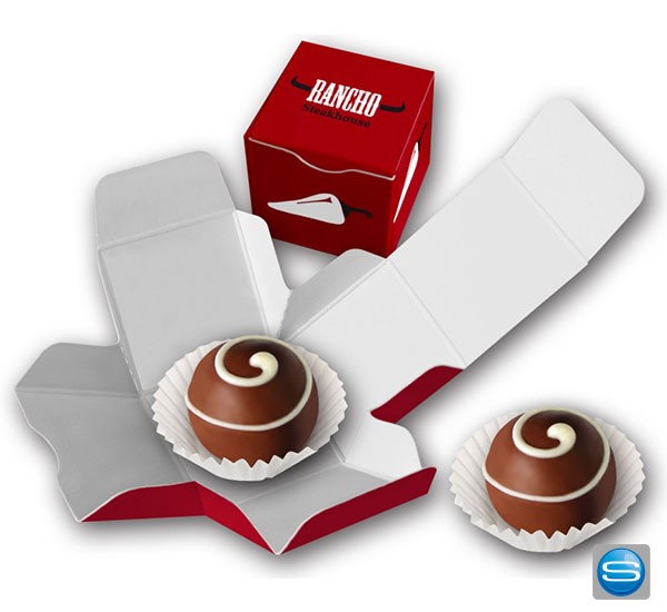 Pralinen bedrucken - 1er Trüffel Presentbox individuell bedruckt
