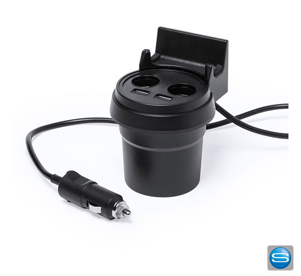 Bedruckbarer KFZ-Ladegerät mit einem Aschenbecherfach als Werbegeschenk