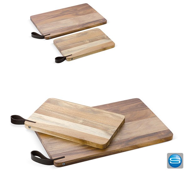 2 er Set Schneidebrett aus Akazienholz individuell gravierbar