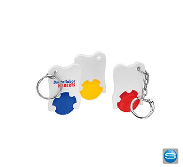 Chiphalter in Zahnform als Werbegeschenk bedrucken