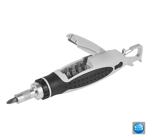 Bit Schraubendreher mit Ratsche und Karabiner mit Logo bedrucken