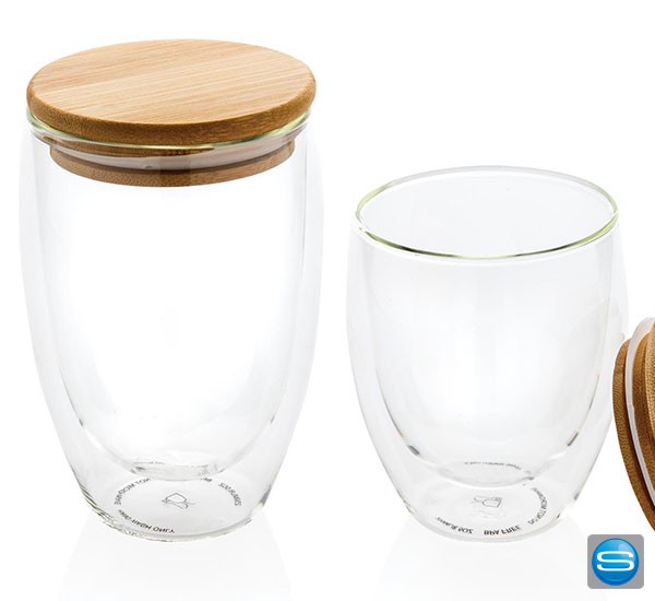 Doppelwandiger Gläser mit Deckel als Werbeartikel