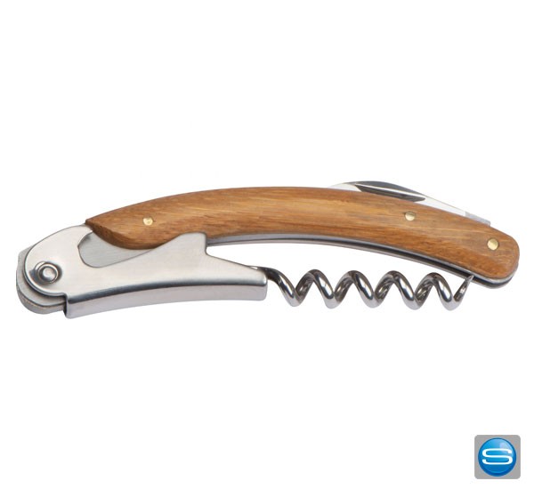 Kellnermesser aus Metall und Bambus als Werbemittel gravieren lassen