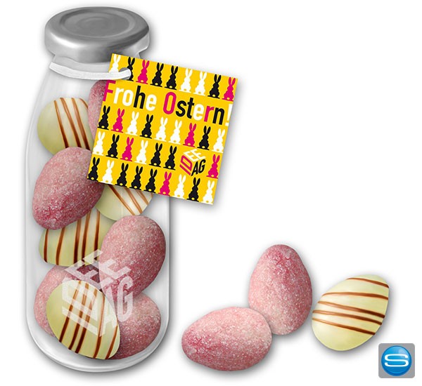 Ostertrüffel als Werbegeschenk in der Flasche