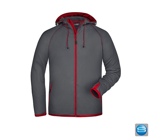 Kapuzenjacke mit Fleeceeinsatz als Werbeträger für Ihr Logo