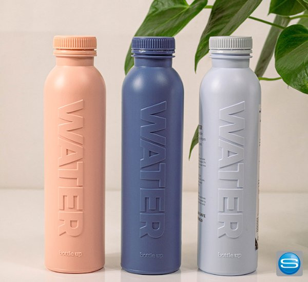 Wiederverwendbare Zuckerrohrflasche mit Wasser als Werbeartikel