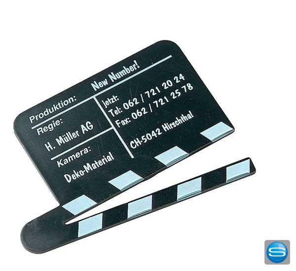 Magnet in Filmklappenform mit Ihrem Logo