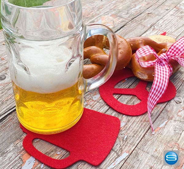 Bierfilzl in verschiedenen Formen mit eigenem Logo