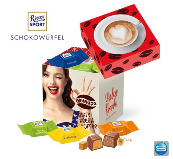 Rittersport Schokowürfel in Werbekartonage