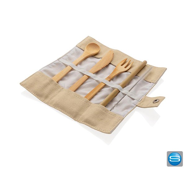 Nachhaltiges Eco Bambus Reisebesteck als Werbeartikel