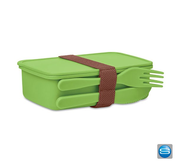 Bedruckbare Sandwichbox mit Besteck aus PP als Werbemittel