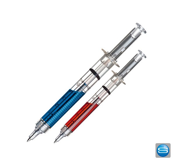 Spritzen-Kugelschreiber mit Ihrem Logo bedrucken