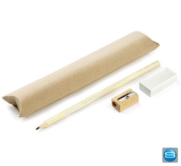 Bleistift-Set mit Spitzer und Radiergummi als Werbeartikel