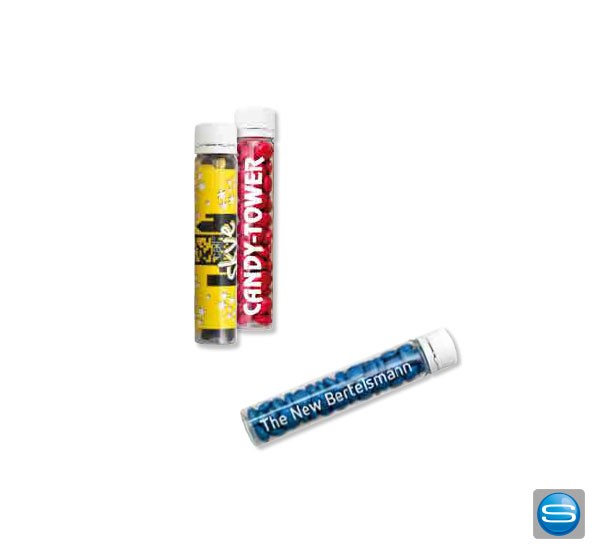 Schokolinsen im bedruckbaren Röhrchen