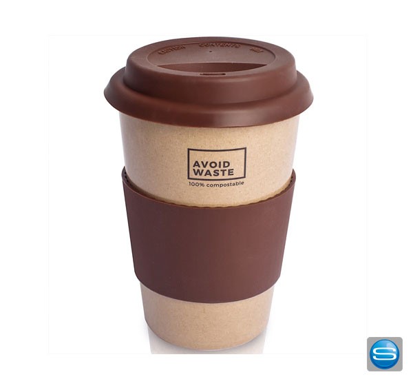 Stylische Becher aus Reishülsen mit Logo bedrucken