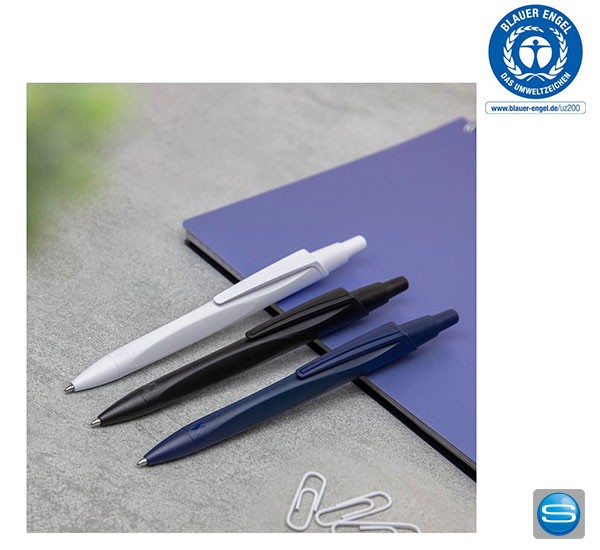 Schneider Kugelschreiber Reco mit Umweltzeichen "Blauer Engel" als Give Away bedrucken