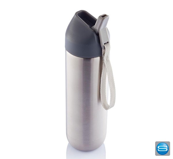 Sportliche Trinkflasche aus Edelstahl mit Logo
