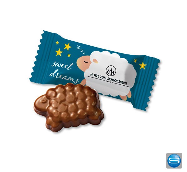 Schokoladenfiguren in individueller Folie verpackt als Giveaway