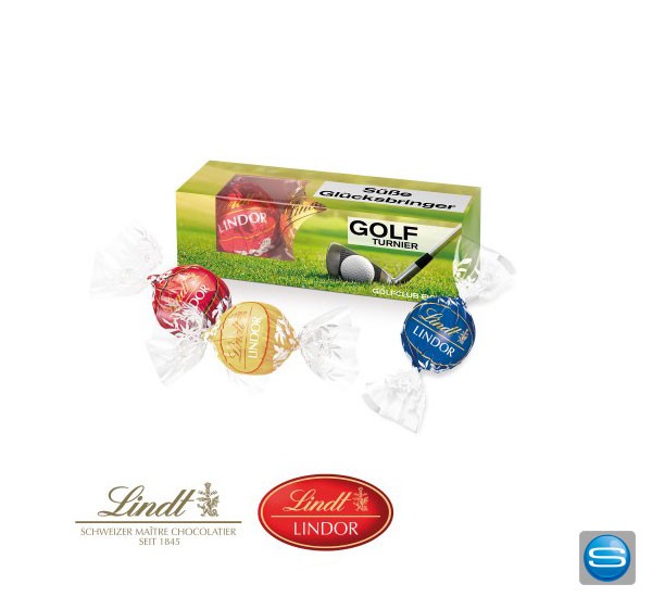 Lindt Lindor Präsent 3er Pack als Werbegeschenk bedrucken