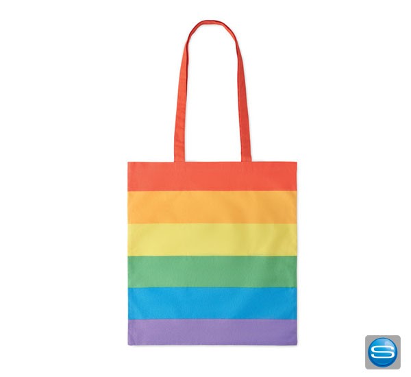Regenbogenfarbige Einkaufstasche als Werbeartikel