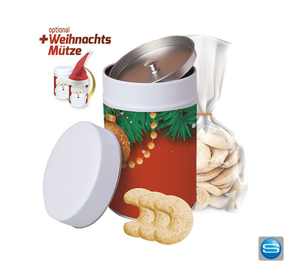 Vanillekipferln in der Dose mit Ihrer Werbebotschaft