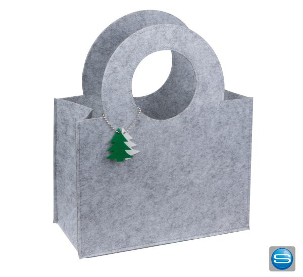 Filztasche mit Tannenbaumanhänger bedruckt als Werbegeschenk