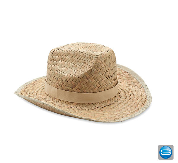 Cowboy Hut aus Stroh mit Ihrem Firmenlogo