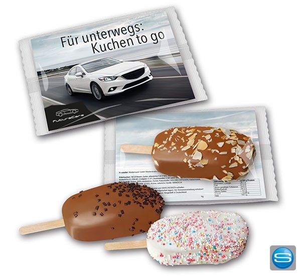 Kuchen am Stiel als Werbemittel