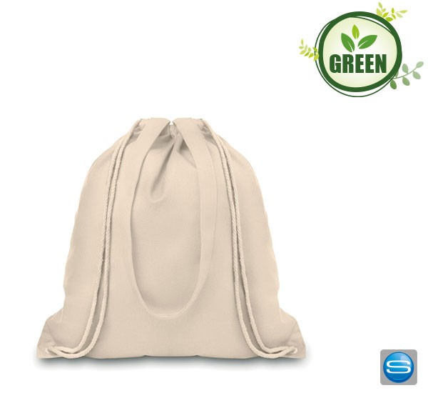 Canvas-Beutel mit Kordeln aus Baumwolle als Give Away mit Logo bedrucken