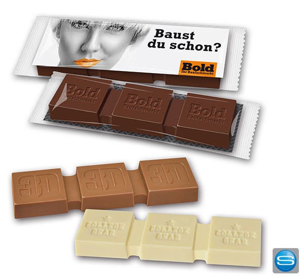 Schokoladenriegel mit individueller Prägung