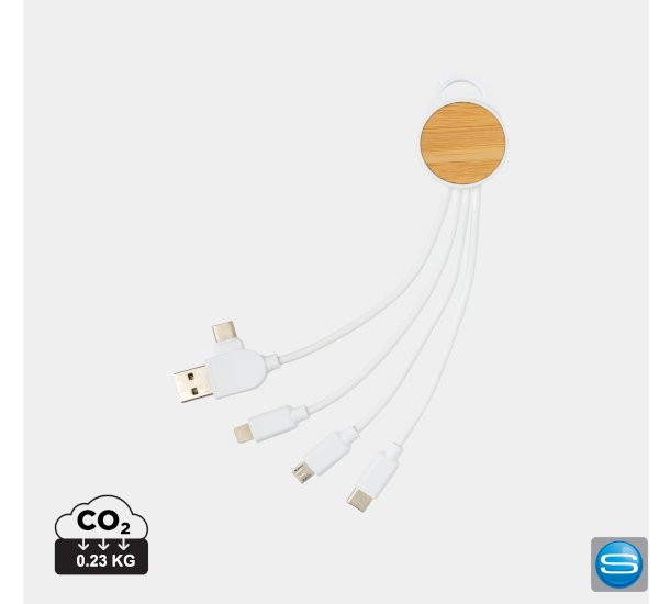 Multiladekabel mit Bambus Gehäuse als individueller Werbeartikel