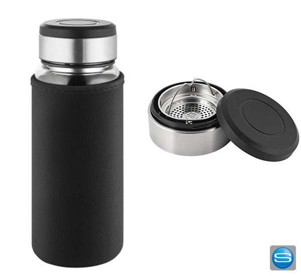 Glastrinklflasche mit Teesieb individuell bedrucken