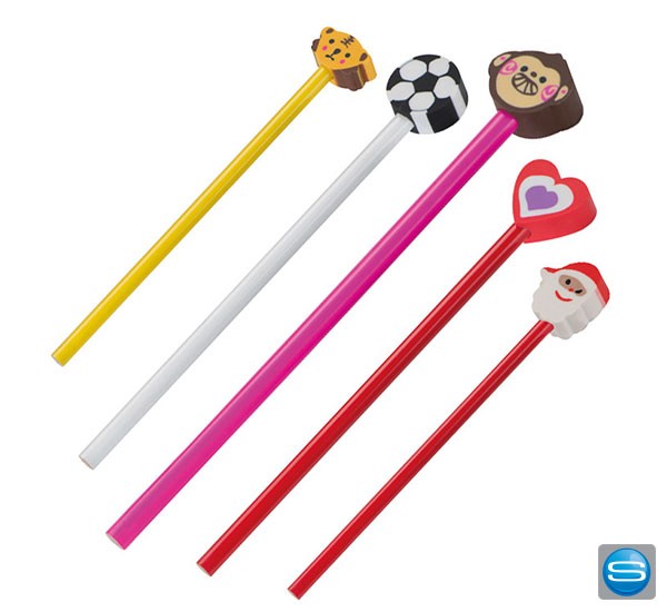 Bleistift mit lustigen Radiergummi als Werbegeschenk für Kinder