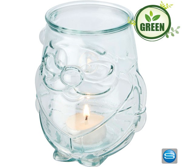 Weihnachtlicher Teelichthalter aus Recycling-Glas