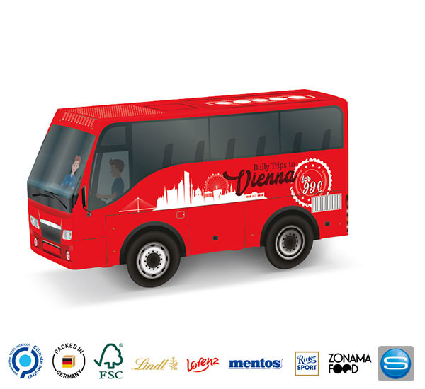 Bus mit Süßigkeiten individuell bedrucken