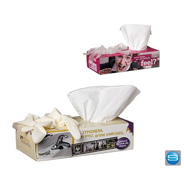 Einmal-Handschuhe und Taschentuch-Box individuell bedrucken