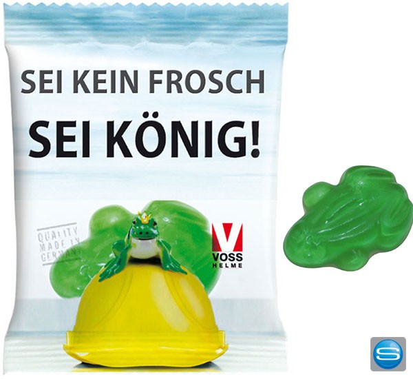 Haribo Frosch als Werbesüßigkeit mit Bedruckung