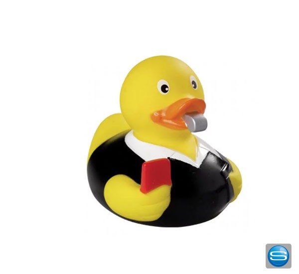 Badeente Schiedsrichter als Werbeartikel zum Thema Fußball