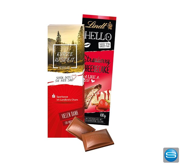 Schokoladentafel von Lindt HELLO mit Bedruckung