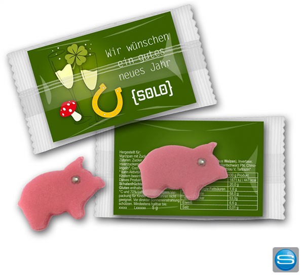 Flaches Marzipanschweinchen als Neujahrsgruß