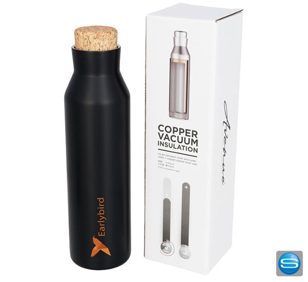 Kupfer Trinkflaschen mit Korkverschluss als Werbegeschenk