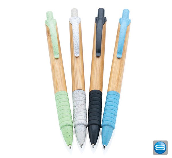 Bambusstift mit Weizenstrohdetails als Werbemittel mit Logo bedrucken
