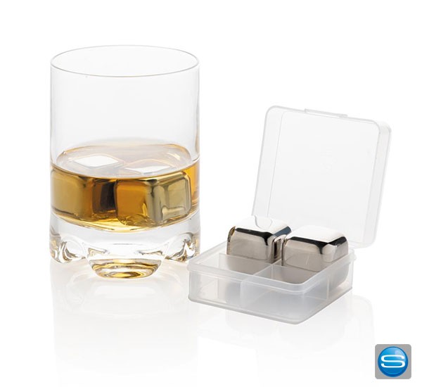 Wiederverwendbare Edelstahl Eiswürfel mit Logo bedrucken