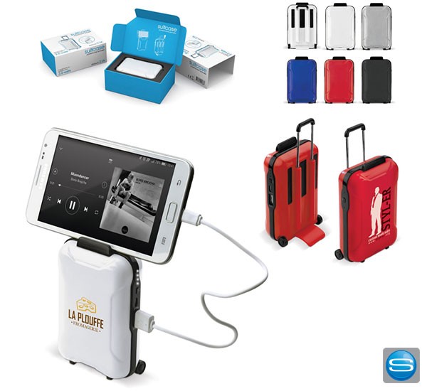 Powerbank mit Lautsprecher in Kofferform bedrucken